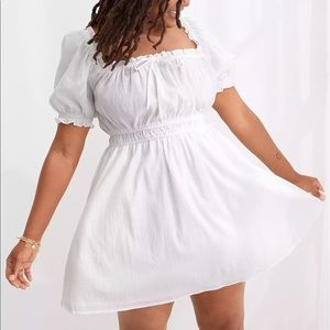 Aerie White Puff Sleeve Mini Dress